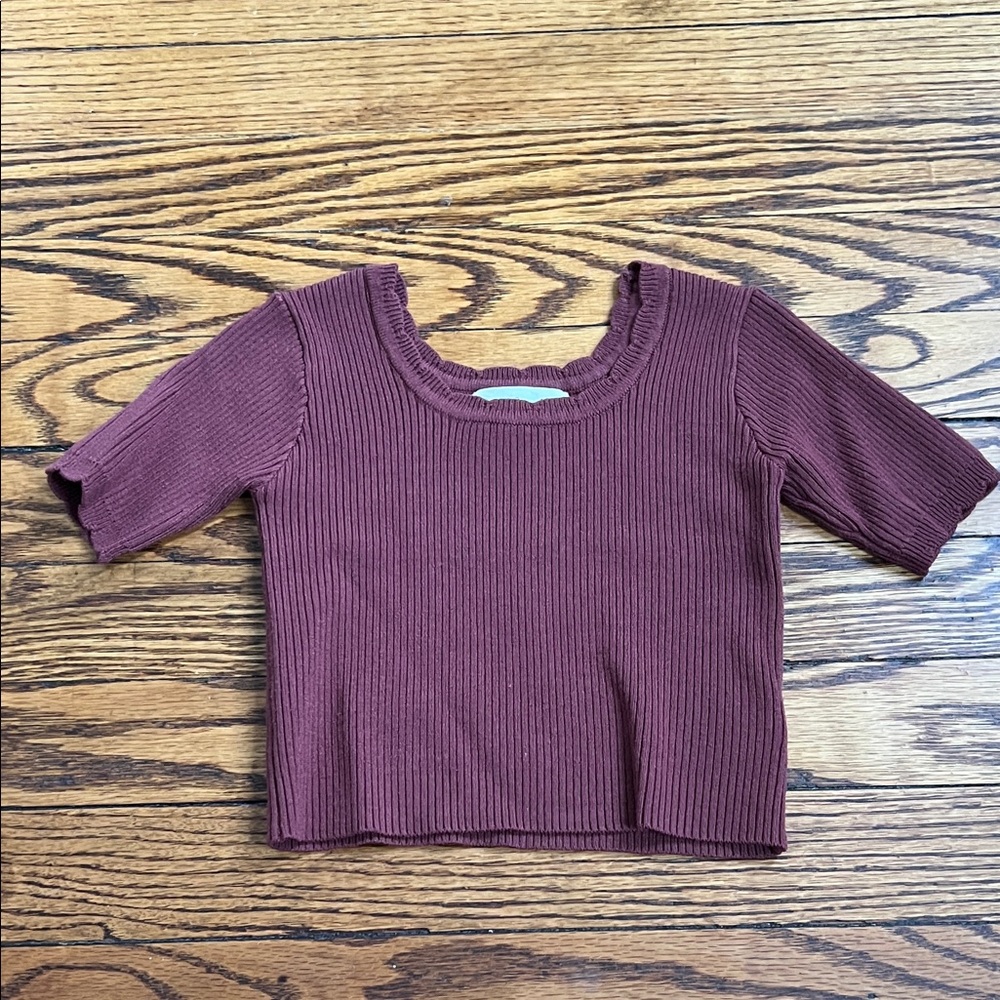 Rylee + Cru Ribbed Top in Deep Burgundy